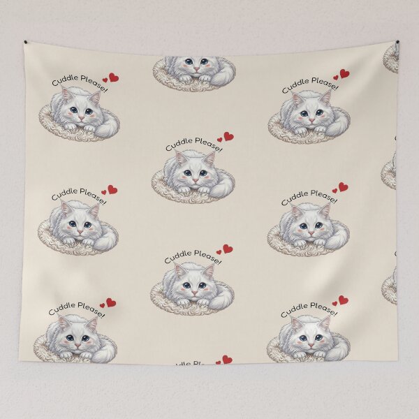 Item preview, Fluffy White Siamese Cuddle Please designed and sold by The-NOKU-Co.