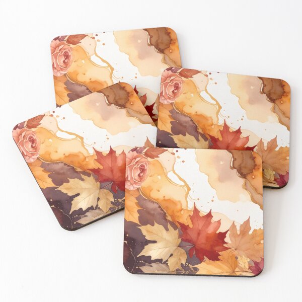 Item preview, Autumn Watercolor Floral Maple Leaves — Alcohol Ink Marble Fall Floral designed and sold by LYAN-STORE.