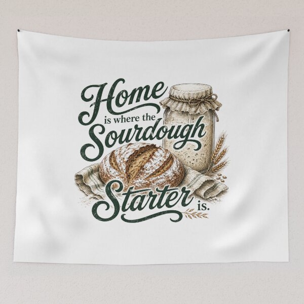 Item preview, home is where the sourdough starter is scripture vintage bake typography designed and sold by DariaOltes.