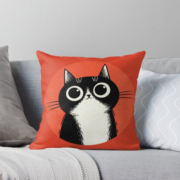 Item preview, Black and white cat with large eyes designed and sold by anytka.