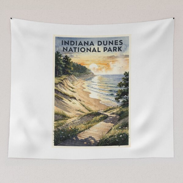 Item preview, Indiana Dunes National Park Indiana Vintage Watercolor Travel designed and sold by Teelogic.