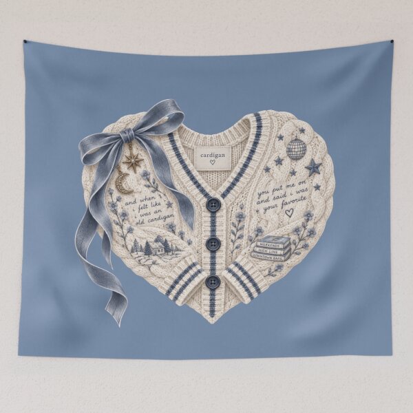 Item preview, Folklore Cardigan Heart – Taylor Swift Inspired Blue Sweater Design designed and sold by taylorvinyls.