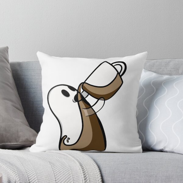 Item preview, Funny Ghost Drinking Coffee — Spooky Halloween Coffee Lover Sticker    designed and sold by LYAN-STORE.