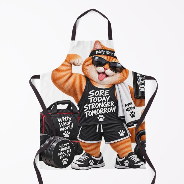 Item preview, Sore Today, Stronger Tomorrow – Funny Gym Cat Design designed and sold by WittyWearWorld.
