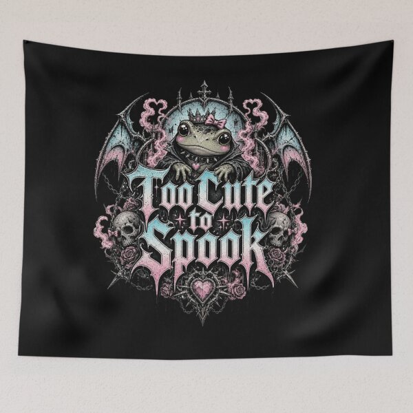 Item preview, Too Cute To Spook Gothic Frog T-Shirt | Pastel Goth Princess Toad Bat Wings Crown Halloween Gift designed and sold by illeN-Art-World.