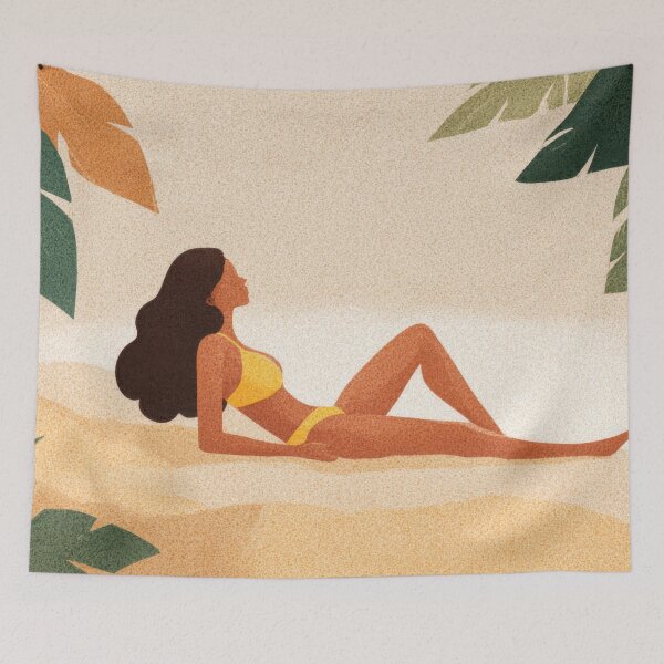 Item preview, Young woman sunbathing on the beach designed and sold by anytka.