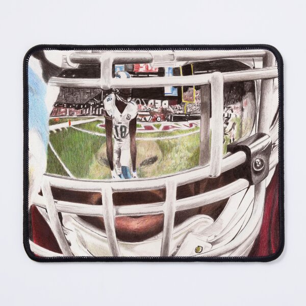 Item preview, Elite Football Cornerback Visor Reflection - Wide Receiver Matchup Fine Art designed and sold by Jason Bylsma.