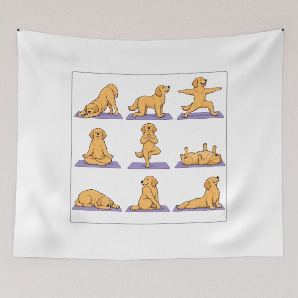 Item preview, golden retriever yoga poses illustration for dog lovers women designed and sold by DariaOltes.