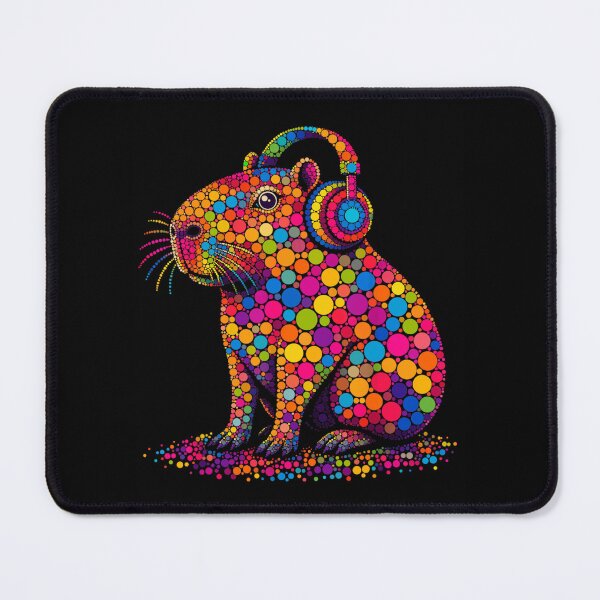 Item preview, Rainbow Polka Dot Art Capybara wearing Headphones Music Dot Day designed and sold by Creative Spark.