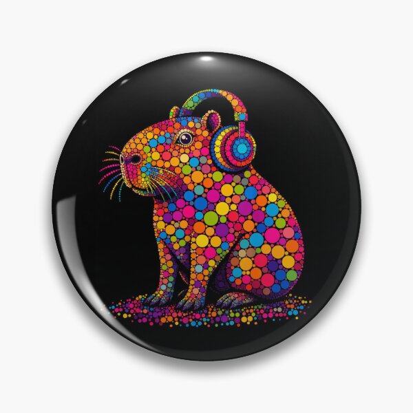 Item preview, Rainbow Polka Dot Art Capybara wearing Headphones Music Dot Day designed and sold by Creative Spark.