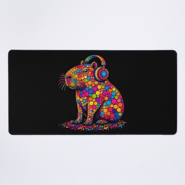 Item preview, Rainbow Polka Dot Art Capybara wearing Headphones Music Dot Day designed and sold by Creative Spark.