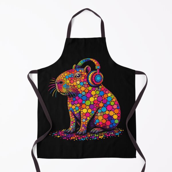 Item preview, Rainbow Polka Dot Art Capybara wearing Headphones Music Dot Day designed and sold by Creative Spark.