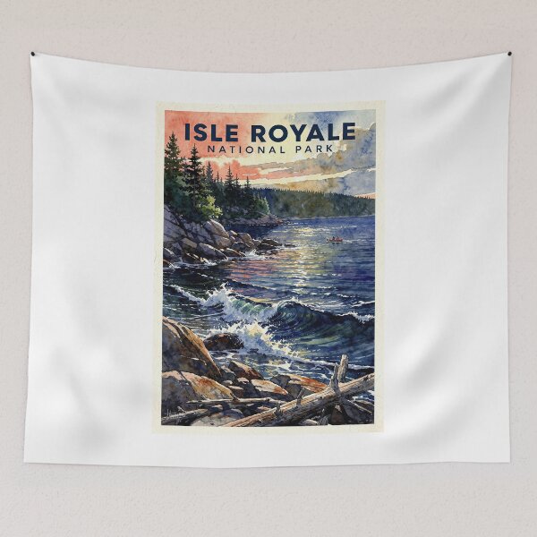 Item preview, Isle Royale National Park Michigan Vintage Watercolor Travel designed and sold by Teelogic.