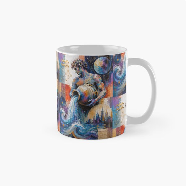 Item preview, Aquarius Zodiac Painting – Celestial Water Bearer Astrology Art designed and sold by GalleryKauffeld.