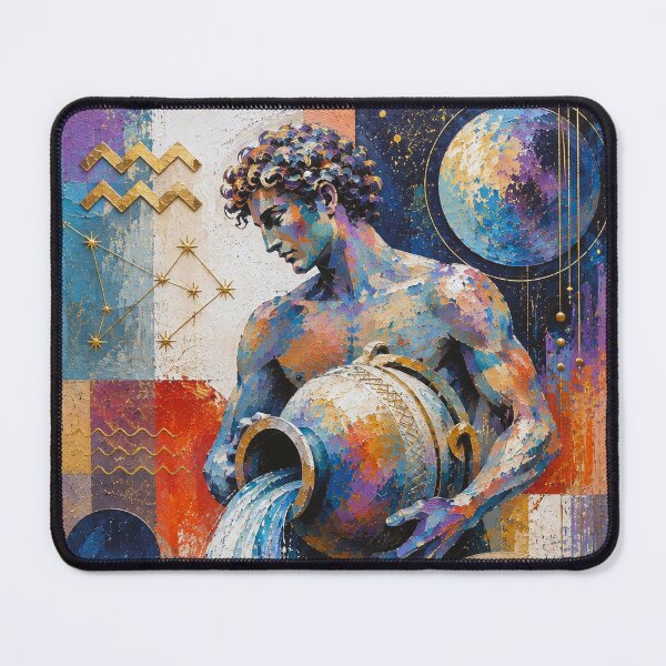 Item preview, Aquarius Zodiac Painting – Celestial Water Bearer Astrology Art designed and sold by GalleryKauffeld.