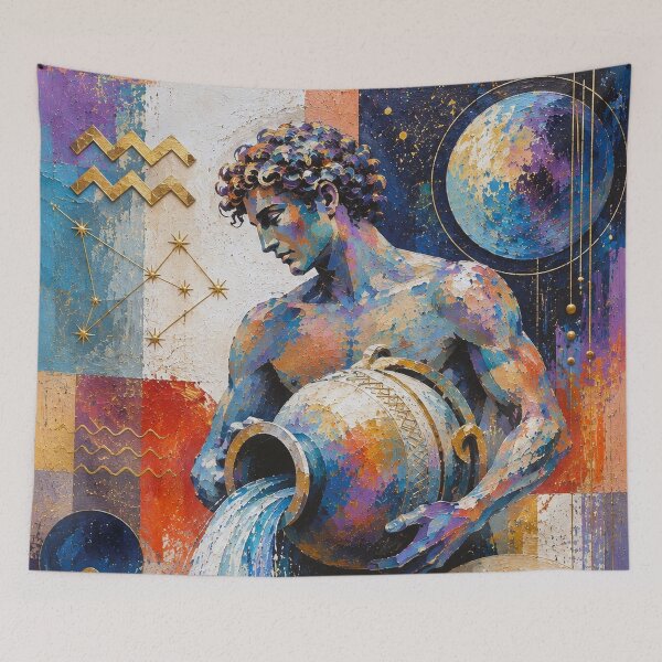 Item preview, Aquarius Zodiac Painting – Celestial Water Bearer Astrology Art designed and sold by GalleryKauffeld.