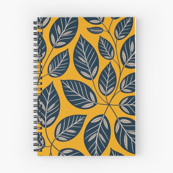 Item preview, Mustard Yellow and Navy Botanical Leaf Pattern designed and sold by NatArtSA.