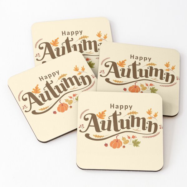 Item preview, Happy Autumn Typography Poster — Cozy Fall Leaves and Pumpkin Art designed and sold by LYAN-STORE.
