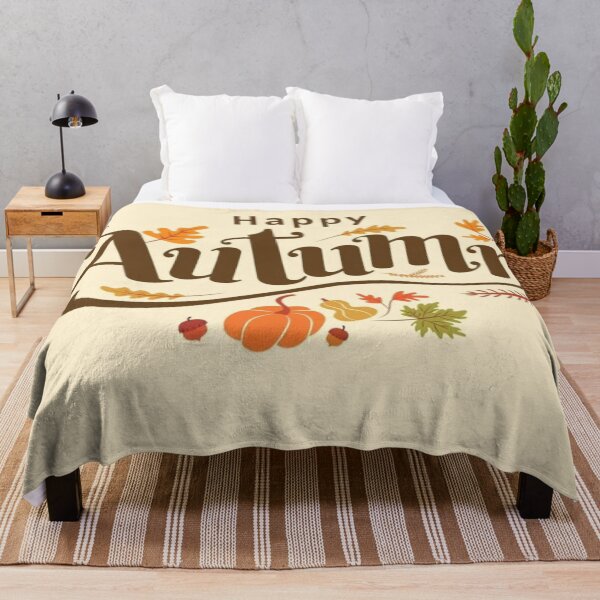 Item preview, Happy Autumn Typography Poster — Cozy Fall Leaves and Pumpkin Art designed and sold by LYAN-STORE.