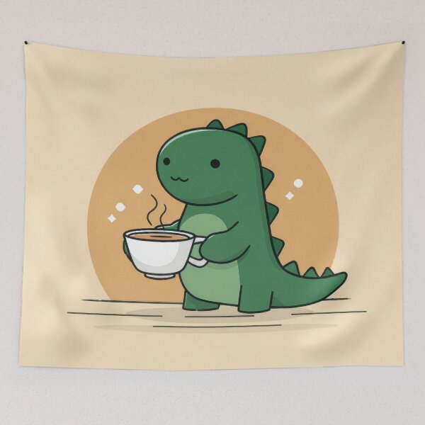 Item preview, Dino with a coffee cup designed and sold by anytka.