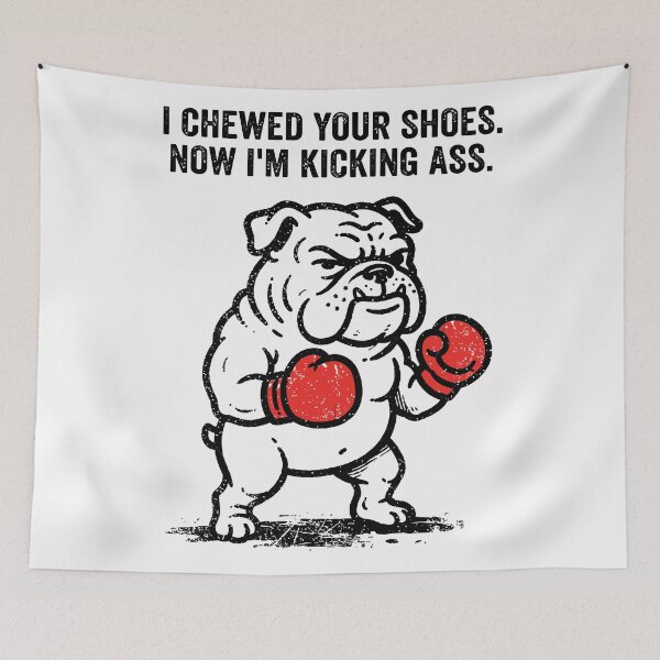 Item preview, Furious Boxing English Bulldog Red Gloves Fighting Stance designed and sold by Amir Faysal.
