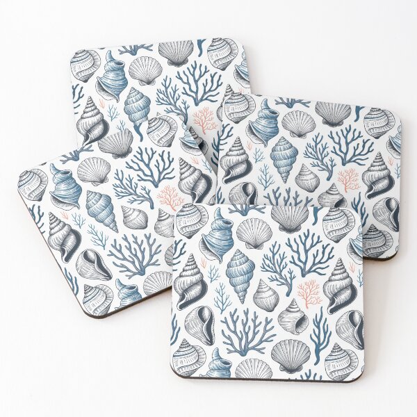 Item preview, Coastal Seashell and Coral Nautical Pattern designed and sold by NatArtSA.