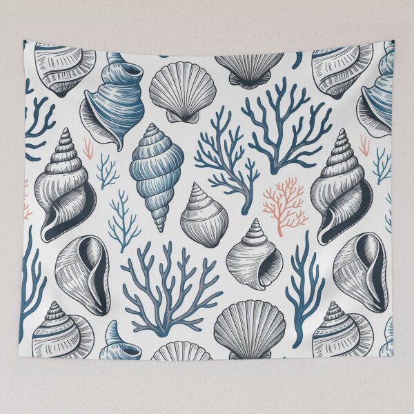 Item preview, Coastal Seashell and Coral Nautical Pattern designed and sold by NatArtSA.