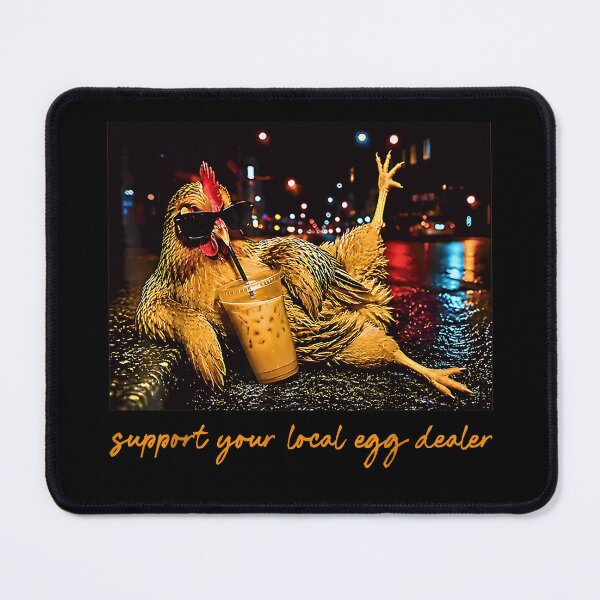 Item preview, Support Your Local Egg Dealer Funny Chicken Drinking Coffee designed and sold by Byhergawaa.