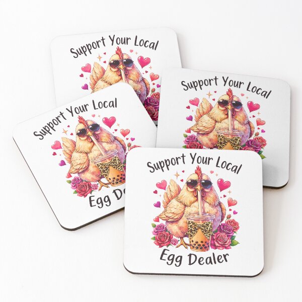 Item preview, Support Your Local Egg Dealer Funny Chicken Drinking Coffee designed and sold by Byhergawaa.