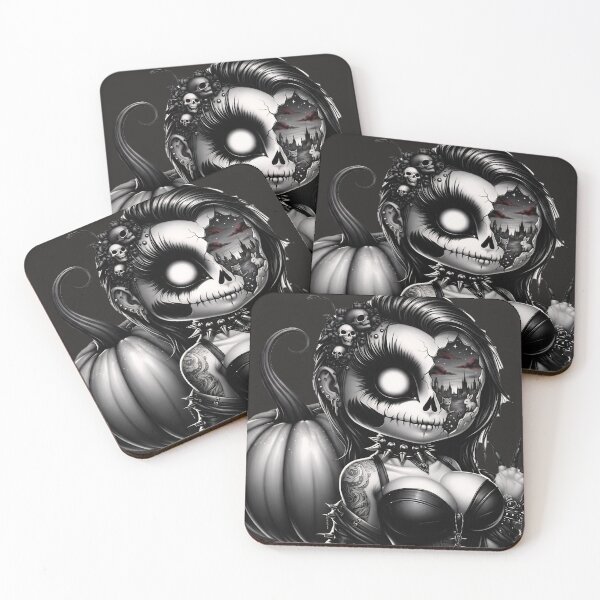 Item preview, Gothic Girl Pumpkin Eerie Eyelashes Night City Face Art designed and sold by LujziWorld.