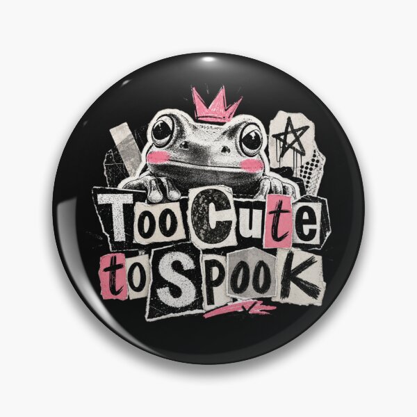 Item preview, Too Cute To Spook Frog Vintage Zine T-Shirt | Funny Cute Toad Pink Crown Newspaper Collage Gift designed and sold by illeN-Art-World.
