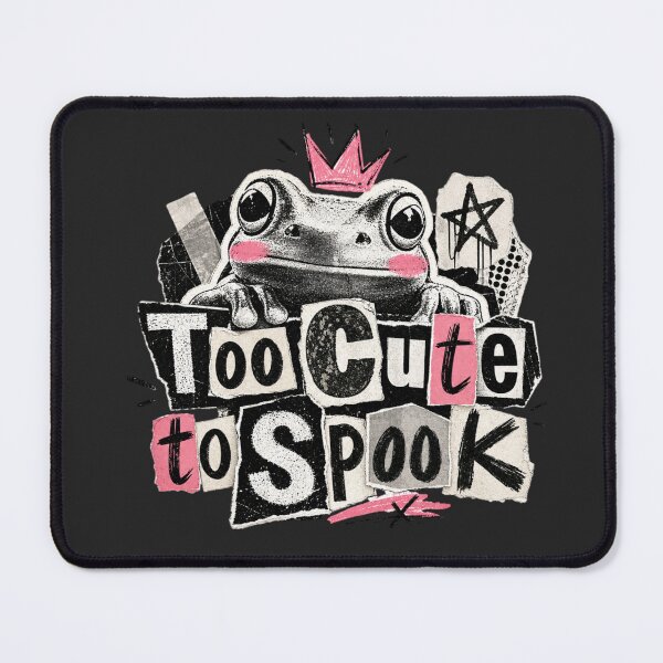 Item preview, Too Cute To Spook Frog Vintage Zine T-Shirt | Funny Cute Toad Pink Crown Newspaper Collage Gift designed and sold by illeN-Art-World.