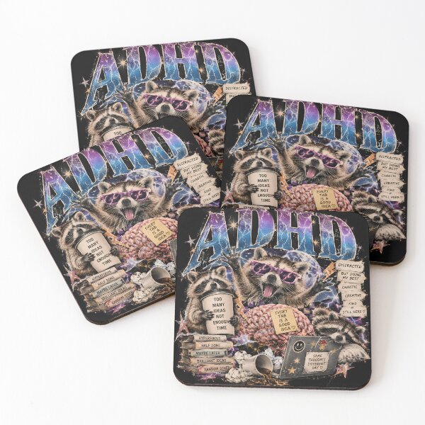 Item preview, ADHD Raccoon Chaos - Distracted But Doing My Best Funny Collage designed and sold by Neurospicy Trolls.