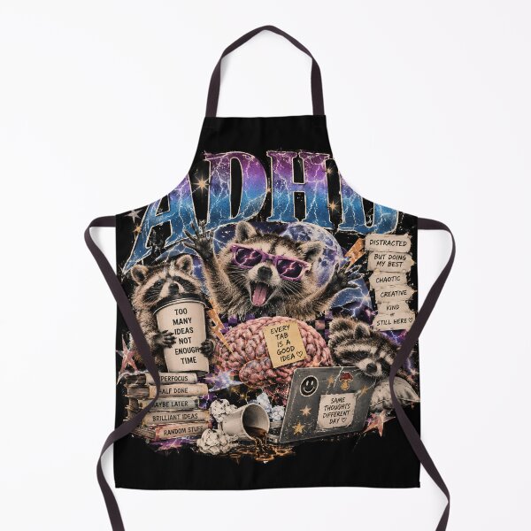 Item preview, ADHD Raccoon Chaos - Distracted But Doing My Best Funny Collage designed and sold by Neurospicy Trolls.