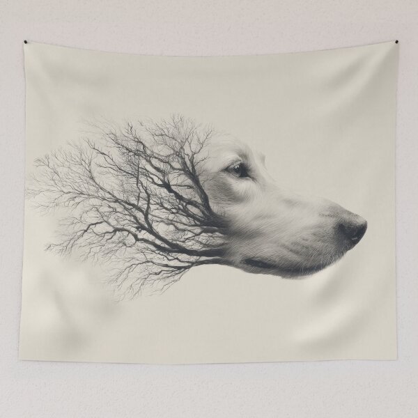 Item preview, Dog head with tree branches design designed and sold by anytka.