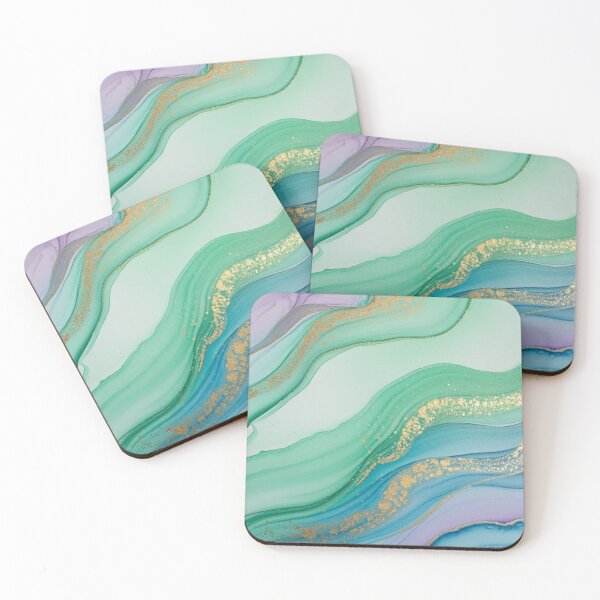 Item preview, Mint Green Blue and Gold Abstract Agate designed and sold by NatArtSA.