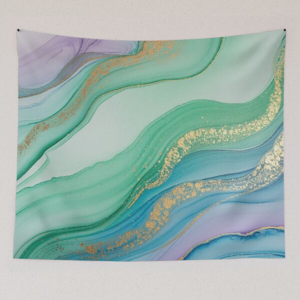 Item preview, Mint Green Blue and Gold Abstract Agate designed and sold by NatArtSA.
