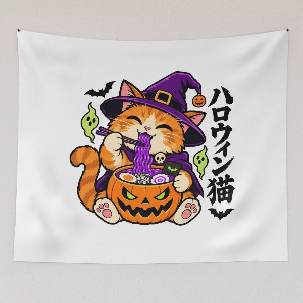 Item preview, Halloween Cat Witch Ramen Spooky Feast designed and sold by chattsuede.