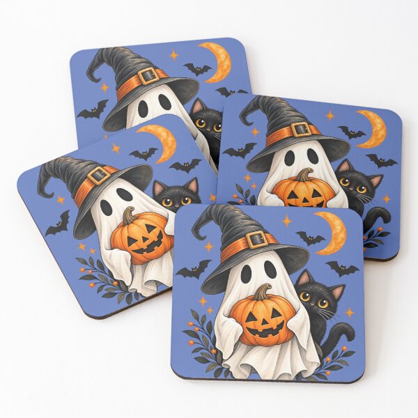 Item preview, Halloween Ghost Black Cat Pumpkin Witch Hat – Cute Spooky Autumn Halloween Design designed and sold by MimiSabu.