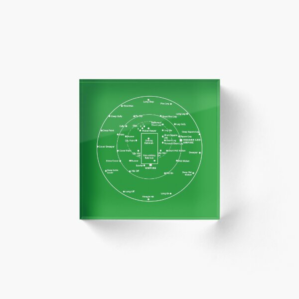 CRICKET PITCH POSITIONS- Fielding Positions Diagram Acrylic Block