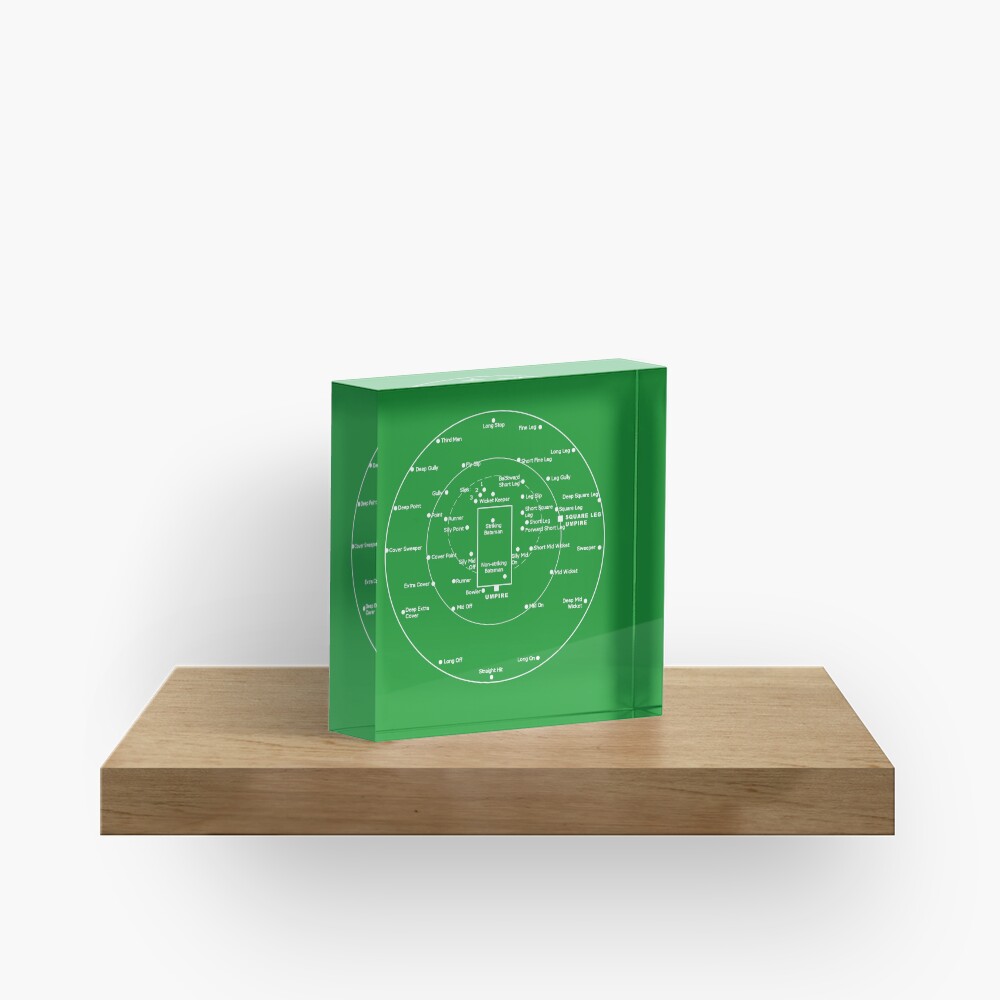 CRICKET PITCH POSITIONS- Fielding Positions Diagram Acrylic Block