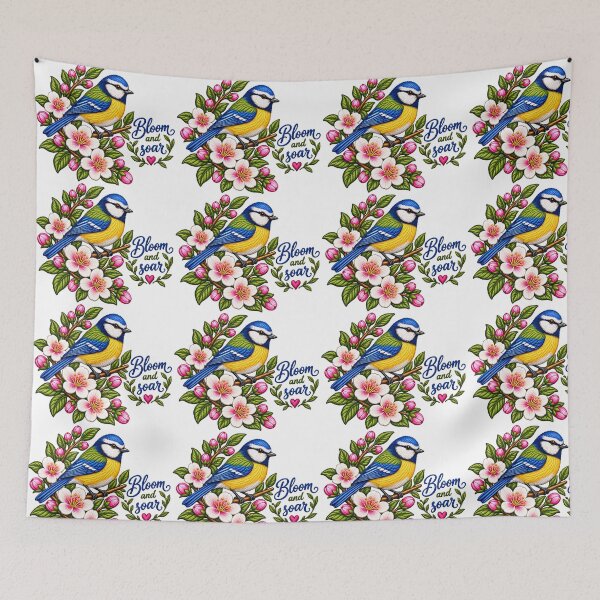 Item preview, Colourful Sparrow on flowers twigs, Cherry Blossom Bloom and soar designed and sold by SABEHAT.