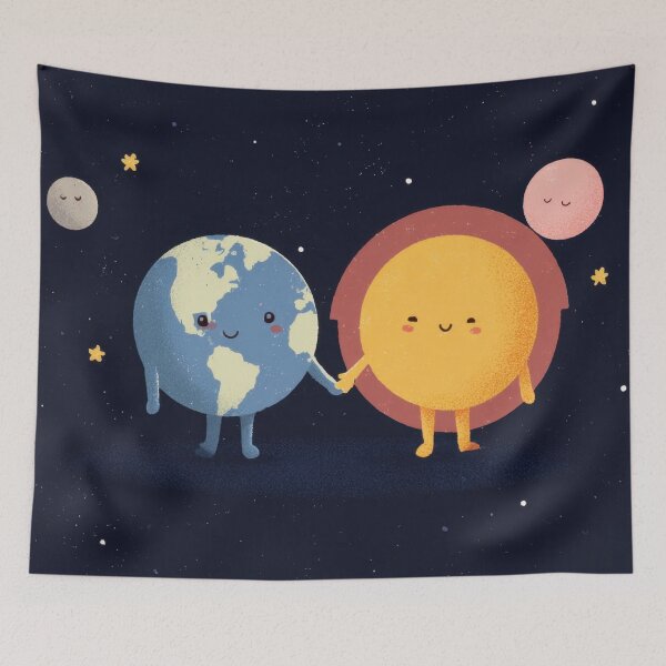 Item preview, Earth and sun holding hands in space designed and sold by anytka.