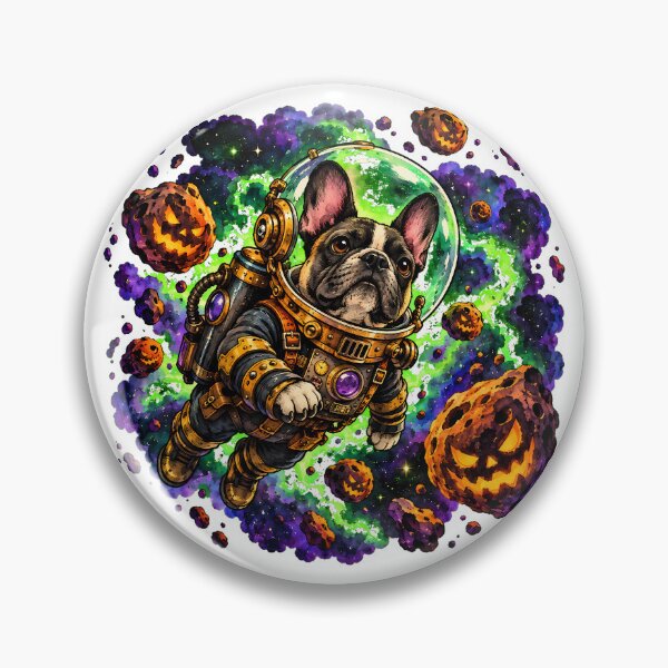 Item preview, Frenchie Astronaut Cosmic Pumpkin Halloween designed and sold by chattsuede.