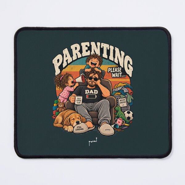 Item preview, Parenting Please Wait – Funny Tired Dad Retro Design designed and sold by Musamem  Designs.