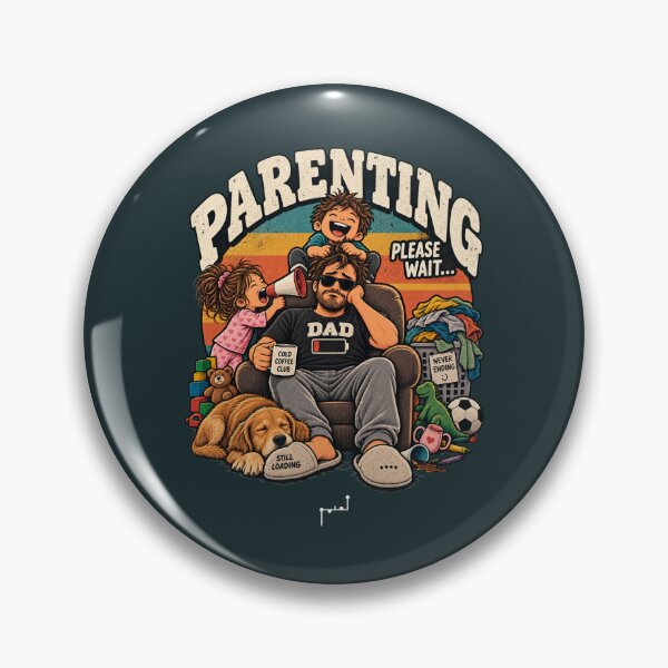 Item preview, Parenting Please Wait – Funny Tired Dad Retro Design designed and sold by Musamem  Designs.