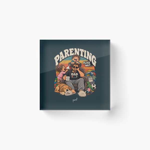 Item preview, Parenting Please Wait – Funny Tired Dad Retro Design designed and sold by Musamem  Designs.