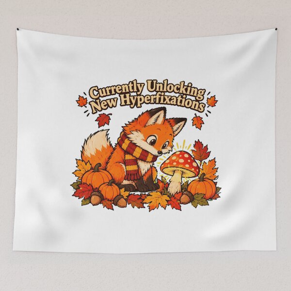 Item preview, Fixation Fox Autumn Mushroom Neurodivergent designed and sold by chattsuede.