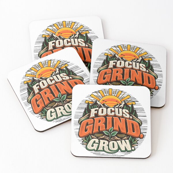 Item preview, Focus Grind Grow Vintage Mountain Motivation Typography. designed and sold by Wild Mood Co..
