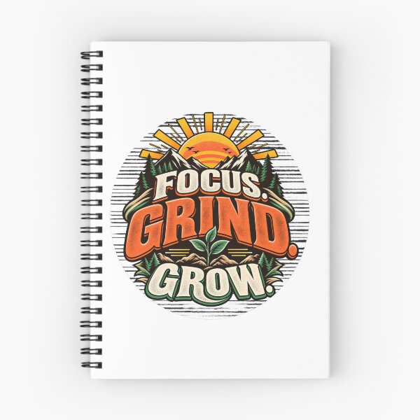Item preview, Focus Grind Grow Vintage Mountain Motivation Typography. designed and sold by Gopal Verma.